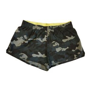Gap Fit Green Camo Jogging Shorts Neon Waistband Women's Large Athleticwear